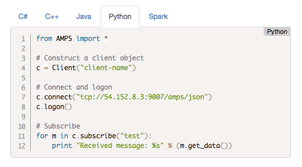 Try AMPS: Code Example Try AMPS: Code Example